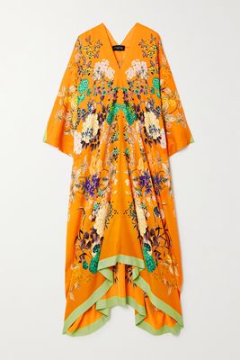 MENG - Floral-print Silk-georgette Kaftan - Orange