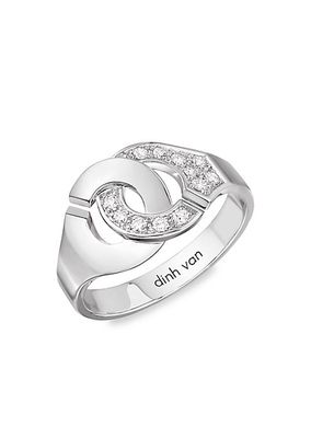 Menottes Dinh Van R10 18K White Gold & Diamond Handcuff Ring