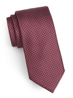 Men's 100 Fili Printed Tie - Red - Red