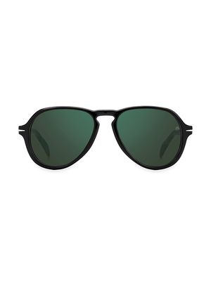Men's 145MM Aviator Sunglasses - Black Beige - Black Beige