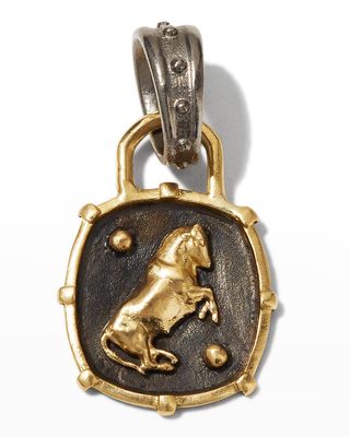 Men's 18k Gold Bull Shield Medallion Pendant