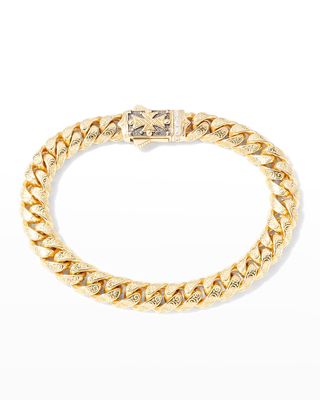 Men's 18k Gold Filigree Chain Bracelet w/ Diamonds