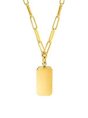 Men's 18k Gold-Plated Sterling Silver Dog Tag Necklace - Gold - Gold