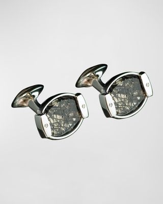 Men's 18k Gold Tourmalated Quartz Oval Cufflinks