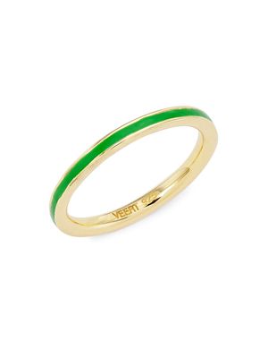 Men's 18K Gold Vermeil & Enamel Layer Stack Ring - Green Enamel - Size 10