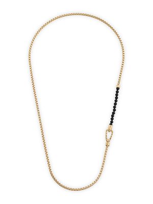 Men's 18K Gold Vermeil, Silver, & Onyx Ulysses Mini Bead Combo Necklace - Black - Black