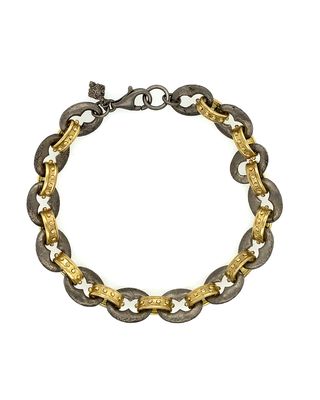 Men's 18K Romero Alternating-Link Bracelet, Medium