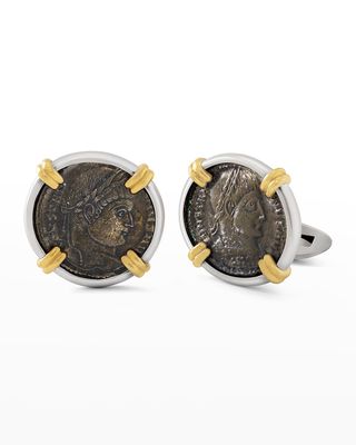 Men's 18K Two-Tone Constantine I Coin Cufflinks