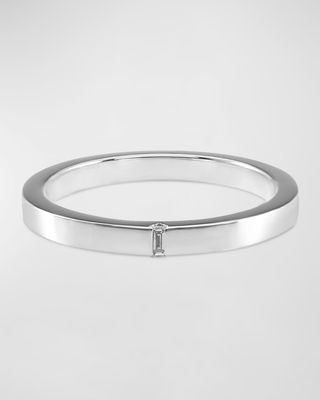 Men's 18K White Gold Baguette Diamond Band Ring, 2.5mm