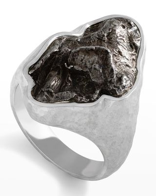 Men's 18K White Gold Sikhote-Alin Meteorite Ring