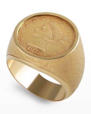 Men's 18K Yellow Gold 1878 2.5 Dollar Coin Ring