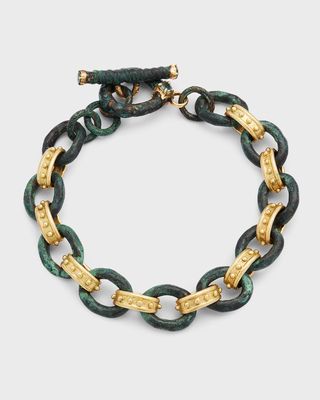 Men's 18K Yellow Gold Artifact Link Bracelet
