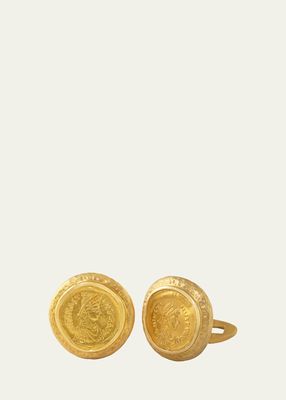 Men's 18K Yellow Gold Authentic Anastasius Coin Cufflinks
