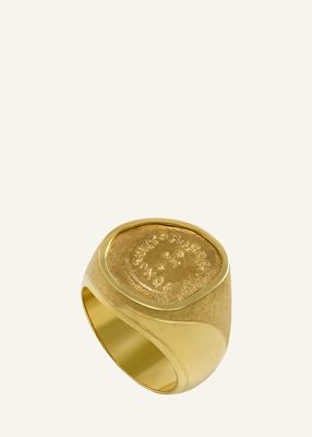 Men's 18K Yellow Gold Authentic Jerusalem Cross Coin Ring