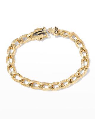 Men's 18k Yellow Gold Filigree Curb Chain Bracelet