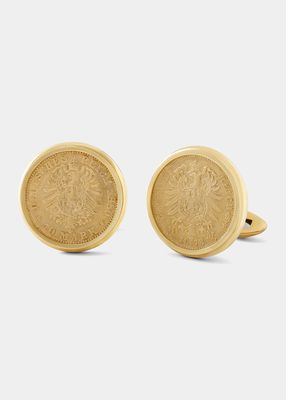 Men's 18K Yellow Gold German Emperor Coin Cufflinks