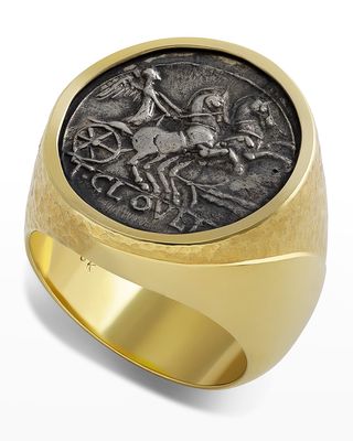 Men's 18K Yellow Gold Victoria Coin Ring