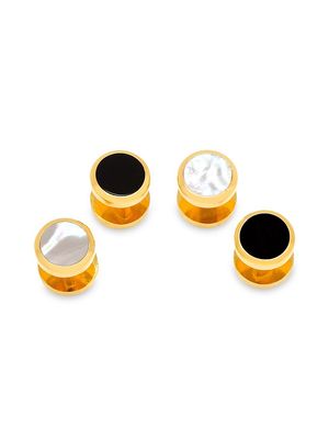 Men's 2-Pack Double-Sided Gold Onyx And Mother Of Pearl Round Stud Set - Gold - Gold