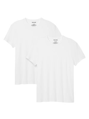 Men's 2-Piece Cotton-Blend Crewneck T-Shirt - White - Size XL