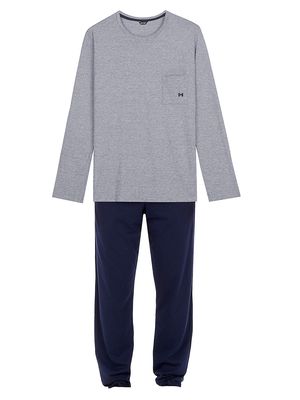 Men's 2-Piece Long-Sleeve Top & Pants Pajama Set - Navy - Size Small - Navy - Size Small
