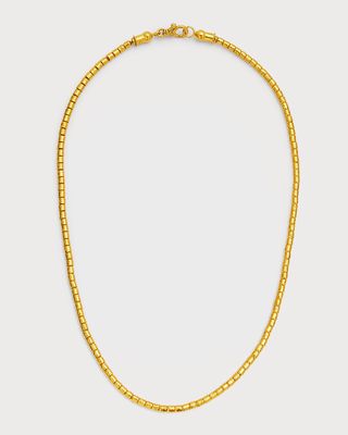 Men's 24K Yellow Gold Beaded Necklace, 20"L