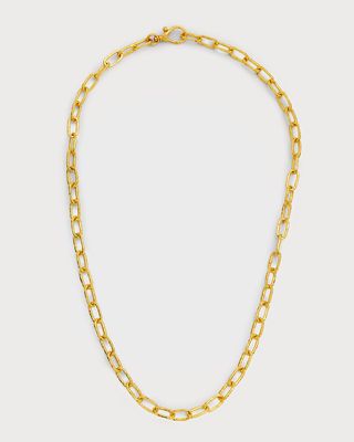 Men's 24K Yellow Gold Cable Chain Necklace, 20"L