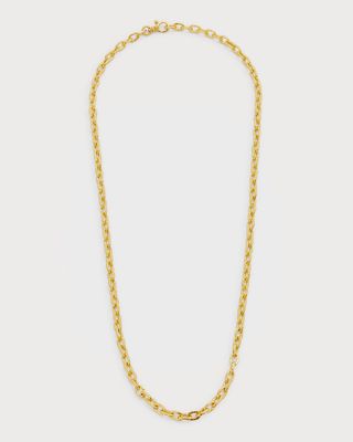 Men's 24K Yellow Gold Cable Chain Necklace, 24"L