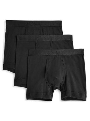 Men's 3-Pack Pima Cotton Boxer Briefs - Black - Size Small - Black - Size Small