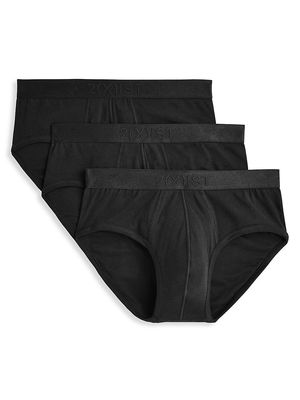 Men's 3-Pack Pima Cotton Briefs - Black - Size Small - Black - Size Small