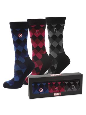 Men's 3-Pair Marvel Argyle Socks