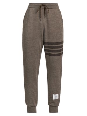 Men's 4 Bar Striped Wool Sweatpants - Brown - Size XL