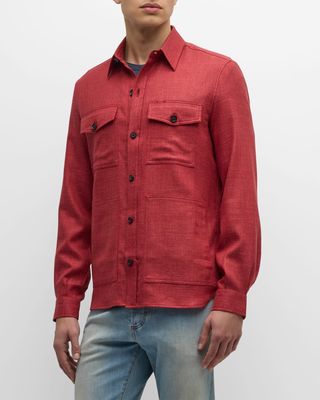 Men's 4-Pocket Textured Overshirt