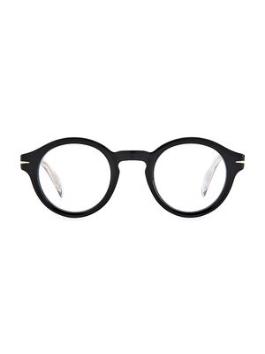 Men's 44MM Round Blue Block Sunglasses - Black White