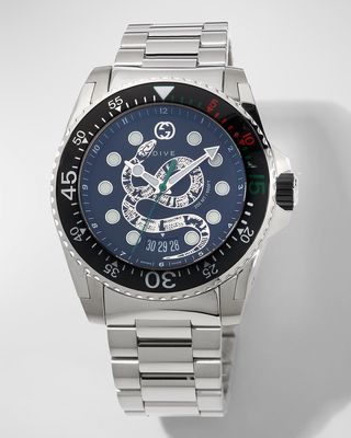 Men's 45mm Dive King Snake Stainless Steel Watch with Bracelet