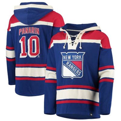 Men's '47 Artemi Panarin Blue New York Rangers Player Name & Number Lacer Pullover Hoodie