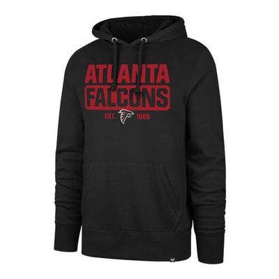 Men's '47 Black Atlanta Falcons Box Out Headline Pullover Hoodie