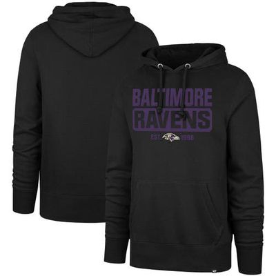 Men's '47 Black Baltimore Ravens Box Out Headline Pullover Hoodie