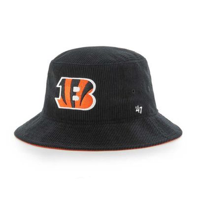 Men's '47 Black Cincinnati Bengals Thick Cord Bucket Hat