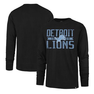 Men's '47 Black Detroit Lions Wide Out Franklin Long Sleeve T-Shirt