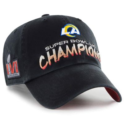 Men's '47 Black Los Angeles Rams Super Bowl LVI Champions Sunset Clean Up Adjustable Hat