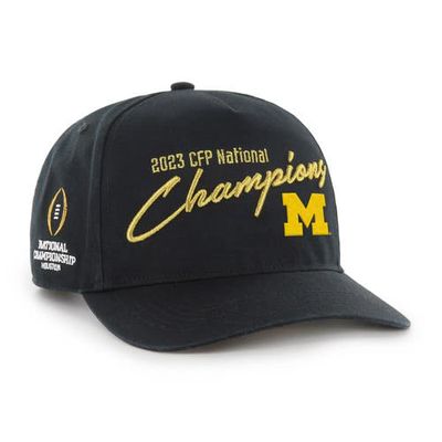 Men's '47 Black Michigan Wolverines College Football Playoff 2023 National Champions Gold Script Hitch Adjustable Hat