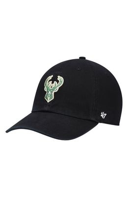 Men's '47 Black Milwaukee Bucks Logo Clean Up Adjustable Hat