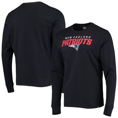 Men's '47 Black New England Patriots Traction Super Rival Long Sleeve T-Shirt