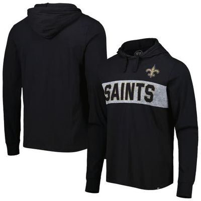Men's '47 Black New Orleans Saints Field Franklin Hooded Long Sleeve T-Shirt