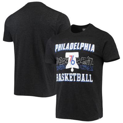 Men's '47 Black Philadelphia 76ers City Edition Club T-Shirt in Heather Black