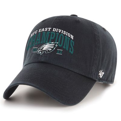 Men's '47 Black Philadelphia Eagles 2022 NFC East Division Champions Clean Up Adjustable Hat