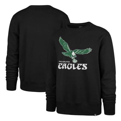 Men's '47 Black Philadelphia Eagles Imprint Headline Pullover Sweatshirt