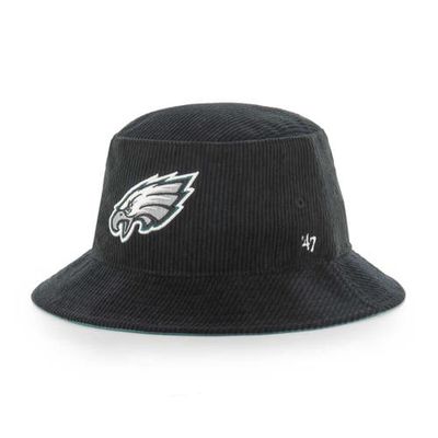 Men's '47 Black Philadelphia Eagles Thick Cord Bucket Hat