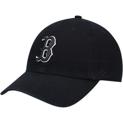 Men's '47 Boston Red Sox Black on Black Logo Clean Up Adjustable Hat