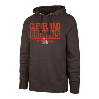 Men's '47 Brown Cleveland Browns Box Out Headline Pullover Hoodie